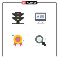 Stock Vector Icon Pack of 4 Line Signs and Symbols for light badge computer award school Editable Vector Design Elements