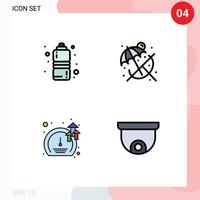 4 User Interface Filledline Flat Color Pack of modern Signs and Symbols of diet speed water summer camera Editable Vector Design Elements