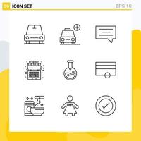 Modern Set of 9 Outlines and symbols such as finance lab chat education code Editable Vector Design Elements