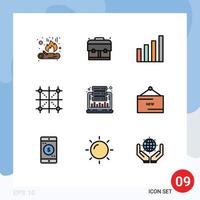 Set of 9 Modern UI Icons Symbols Signs for hosting analysis signal rule development Editable Vector Design Elements