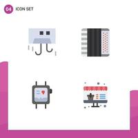 Group of 4 Flat Icons Signs and Symbols for air fit band devices audio monitor Editable Vector Design Elements