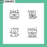 4 Line concept for Websites Mobile and Apps business diploma bag floppy business Editable Vector Design Elements