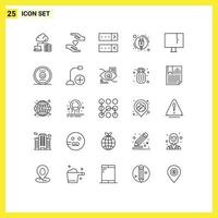 25 User Interface Line Pack of modern Signs and Symbols of computing virus protect pc alert Editable Vector Design Elements
