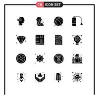 16 iconos creativos signos y símbolos modernos del usuario diamante fútbol vacaciones buceo elementos de diseño vectorial editables vector