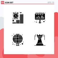 4 Universal Solid Glyphs Set for Web and Mobile Applications business chinese finance advertising red Editable Vector Design Elements