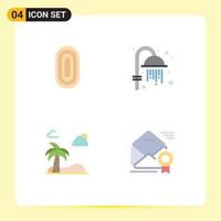 4 Universal Flat Icons Set for Web and Mobile Applications adornment palm ornamental sauna spring Editable Vector Design Elements