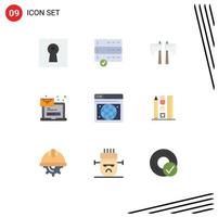 Editable Vector Line Pack of 9 Simple Flat Colors of web login chop message email Editable Vector Design Elements