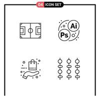 Line Pack of 4 Universal Symbols of field ecommerce pitch designing online Editable Vector Design Elements