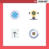 4 Universal Flat Icons Set for Web and Mobile Applications education upload bulb setting business Editable Vector Design Elements