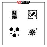 Modern Set of 4 Solid Glyphs Pictograph of electronics ice kids creative corps Editable Vector Design Elements