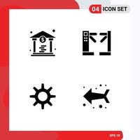 Pack of 4 Modern Solid Glyphs Signs and Symbols for Web Print Media such as bank wheel access underground left Editable Vector Design Elements