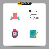 4 Universal Flat Icons Set for Web and Mobile Applications best heart high route agreement Editable Vector Design Elements
