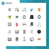 Mobile Interface Flat Color Set of 25 Pictograms of dollar expense beach ball secure gdpr Editable Vector Design Elements