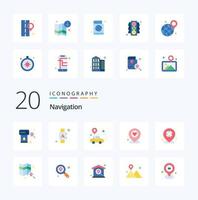 20 Navigation Flat Color icon Pack like map pin location smart favorite pin vector