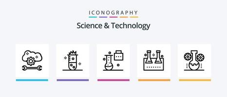 paquete de iconos de la línea 5 de ciencia y tecnología que incluye gestión de laboratorio. laboratorio de osos embudo. investigación científica. laboratorio de ciencia. diseño de iconos creativos vector