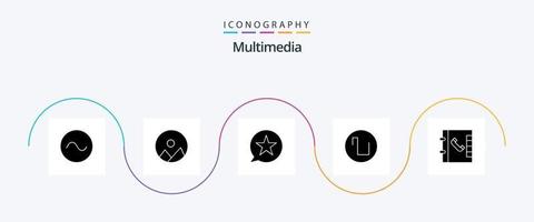 Multimedia Glyph 5 Icon Pack Including . phone. message. contacts. square vector
