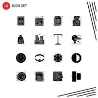 16 Universal Solid Glyph Signs Symbols of photograph party coding camera web Editable Vector Design Elements