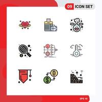 9 User Interface Filledline Flat Color Pack of modern Signs and Symbols of transfer finance chemistry monetization sport Editable Vector Design Elements