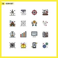 paquete de iconos de vector de stock de 16 signos y símbolos de línea para comida de policía amor fideos de fuego palillo elementos de diseño de vector creativo editable