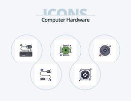 paquete de iconos lleno de línea de hardware de computadora 5 diseño de iconos. sonido. computadora. computadora. HDMI cable vector