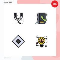 Set of 4 Modern UI Icons Symbols Signs for leak symbolism plumbing phone book brain Editable Vector Design Elements