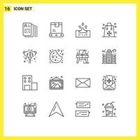 Mobile Interface Outline Set of 16 Pictograms of meat holidays drop halloween christmas Editable Vector Design Elements