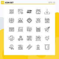 25 Thematic Vector Lines and Editable Symbols of download gift architecture commerce engineering Editable Vector Design Elements