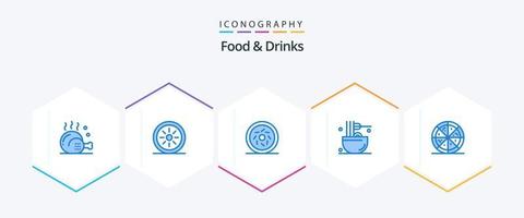 Food and Drinks 25 Blue icon pack including pizza. snack. donut. meal. drinks vector