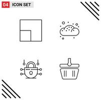 Pack of 4 creative Filledline Flat Colors of scale basket bread internet shapping Editable Vector Design Elements