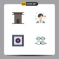 4 iconos planos vectoriales temáticos y símbolos editables de los elementos de diseño vectorial editables de bigote femenino histórico favorito del arco vector