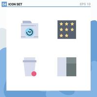 Set of 4 Commercial Flat Icons pack for camera soup achievement rank grid Editable Vector Design Elements