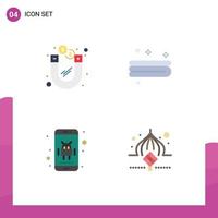 Group of 4 Modern Flat Icons Set for dollar app magnetic towel masjid Editable Vector Design Elements