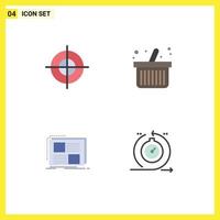 Pictogram Set of 4 Simple Flat Icons of aim frame target shopping text Editable Vector Design Elements