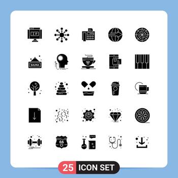 25 glifos sólidos universales establecidos para aplicaciones web y móviles servicio de pizza entrega logística de teléfono elementos de diseño vectorial editables vector