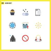 Modern Set of 9 Flat Colors and symbols such as analytics technology file network global Editable Vector Design Elements