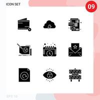 9 Solid Glyph concept for Websites Mobile and Apps page design sun content debit Editable Vector Design Elements