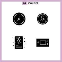 Group of 4 Modern Solid Glyphs Set for clock profile watch man goal Editable Vector Design Elements