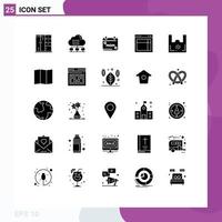 25 Universal Solid Glyphs Set for Web and Mobile Applications bag web calendar site design Editable Vector Design Elements