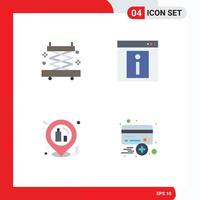 Pack of 4 creative Flat Icons of construction night contact web placeholder Editable Vector Design Elements