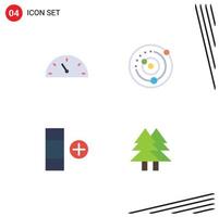 Mobile Interface Flat Icon Set of 4 Pictograms of gauge new orbit solar system christmas Editable Vector Design Elements