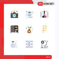 Universal Icon Symbols Group of 9 Modern Flat Colors of growth wardrobe security interior web Editable Vector Design Elements