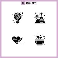 Group of 4 Solid Glyphs Signs and Symbols for business love idea success wedding Editable Vector Design Elements