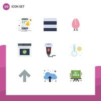 Editable Vector Line Pack of 9 Simple Flat Colors of scanner payment happy machine website Editable Vector Design Elements