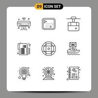 Modern Set of 9 Outlines and symbols such as ball investment flag coins transport Editable Vector Design Elements