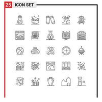 Universal Icon Symbols Group of 25 Modern Lines of hobby easel lamp glass cocktail Editable Vector Design Elements