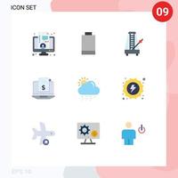 Universal Icon Symbols Group of 9 Modern Flat Colors of snowy digital instrument subscription model subscription Editable Vector Design Elements