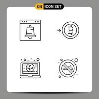 Modern Set of 4 Filledline Flat Colors Pictograph of alarm laptop interface convert pharmacy Editable Vector Design Elements