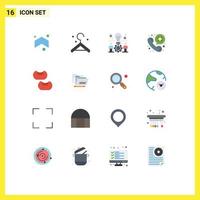 Pack of 16 creative Flat Colors of file bean idea telephone communication Editable Pack of Creative Vector Design Elements
