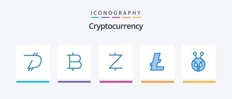 paquete de iconos de criptomoneda azul 5 que incluye criptografía. hormigas moneda. dinero. criptomoneda diseño de iconos creativos vector