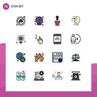 Universal Icon Symbols Group of 16 Modern Flat Color Filled Lines of idea mind environment medical health Editable Creative Vector Design Elements